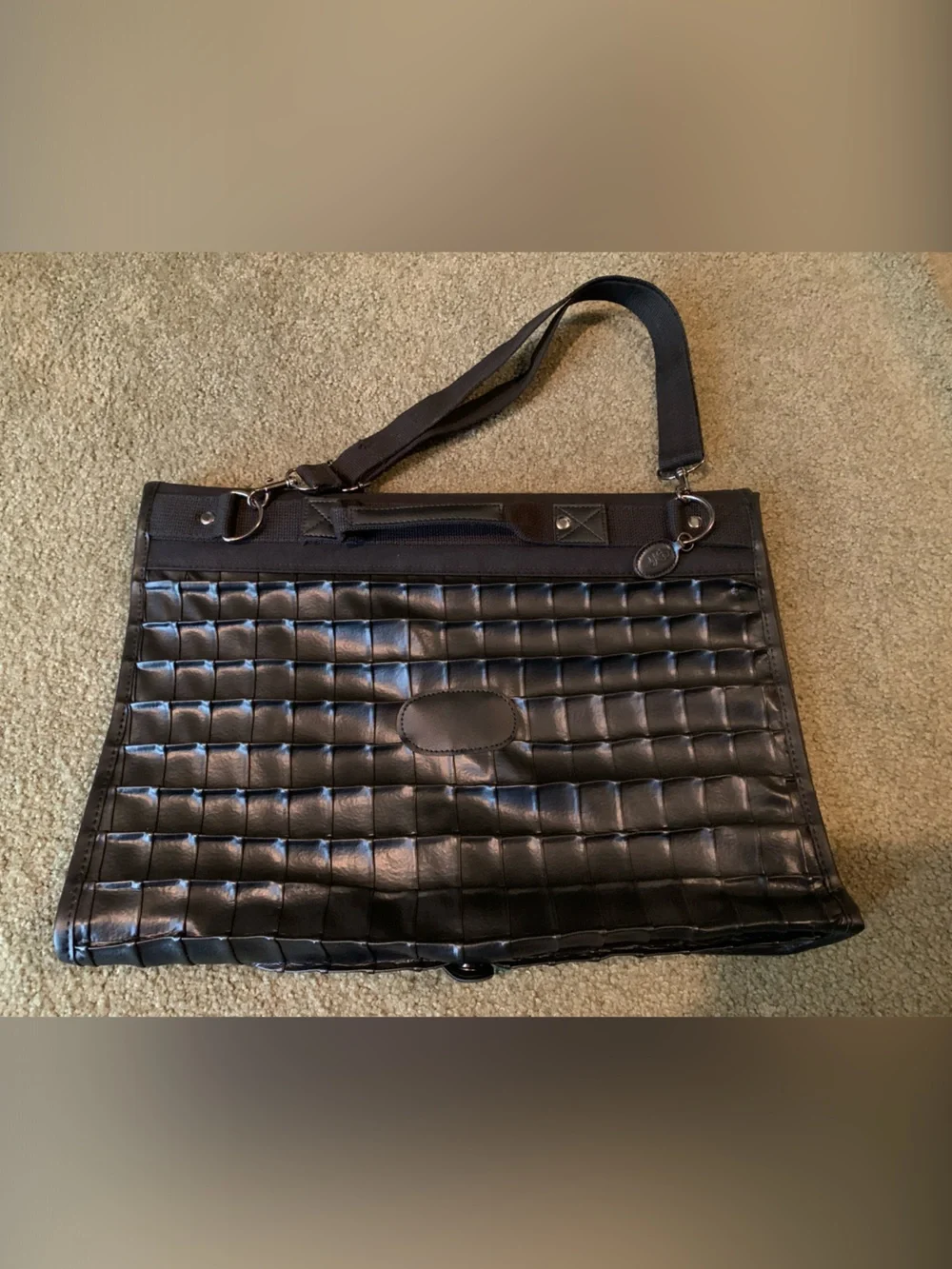 Diane Von Furstenberg Black Quilted Laptop Tote with Detachable Strap